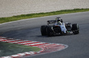 Sergio Perez on track with Intermediate tyres