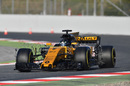 Nico Hulkenberg on track in the Renault with aero sensors