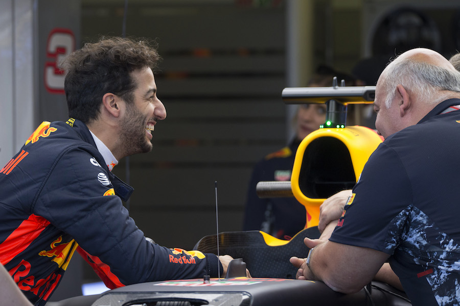 Daniel Ricciardo in the Red Bull garage
