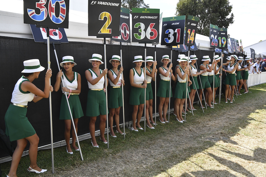 Grid girls pose ahead of the race