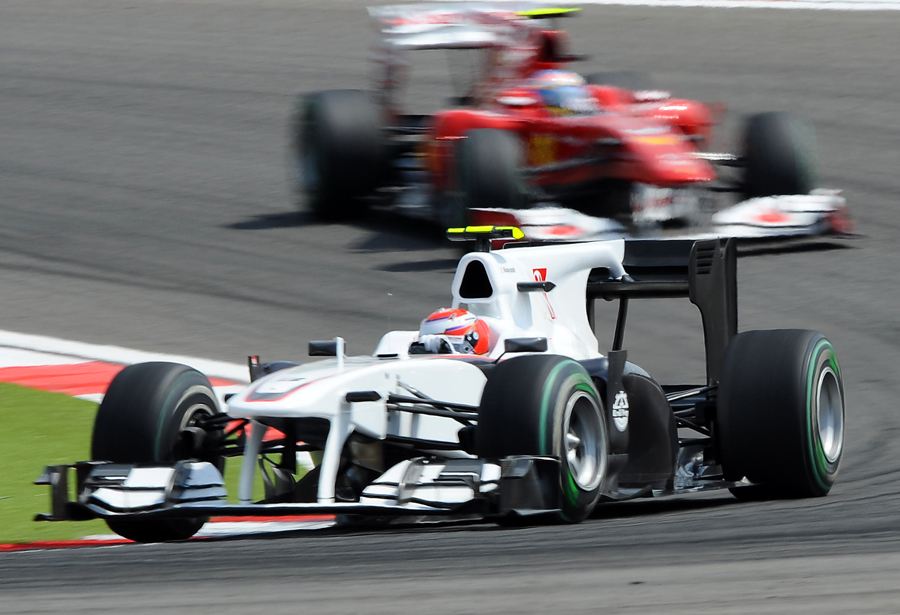 Kamui Kobayashi on his way to his and his team's first points of the season 