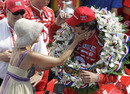 Dario Franchitti is congratulated by his wife Ashley Judd after winning his second Indianapolis 500