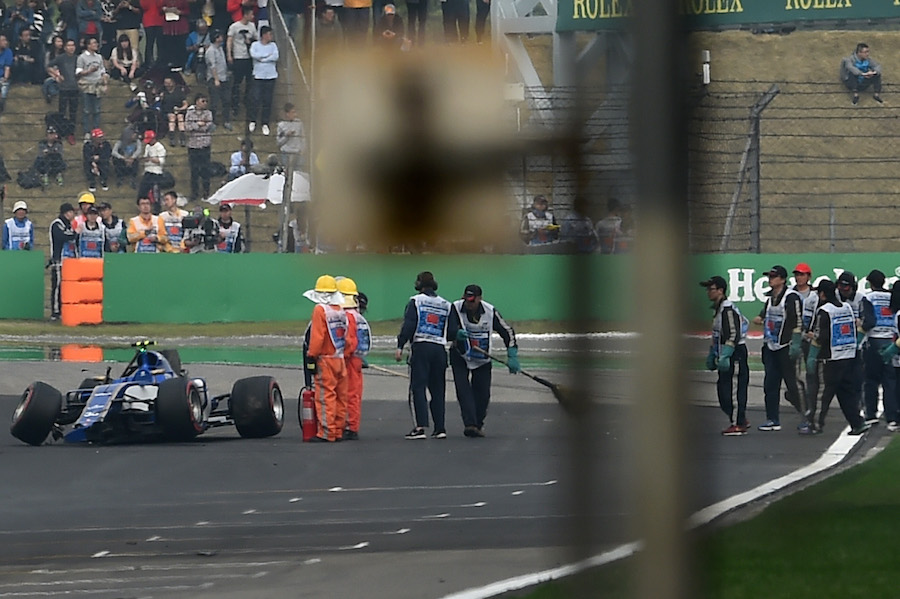 Antonio Giovinazzi crashes in Q1