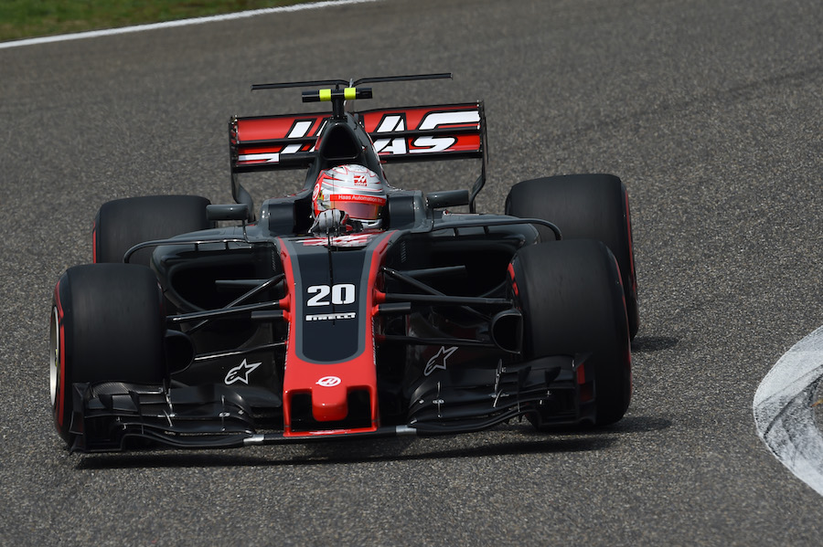 Kevin Magnussen behind the wheel of the Haas