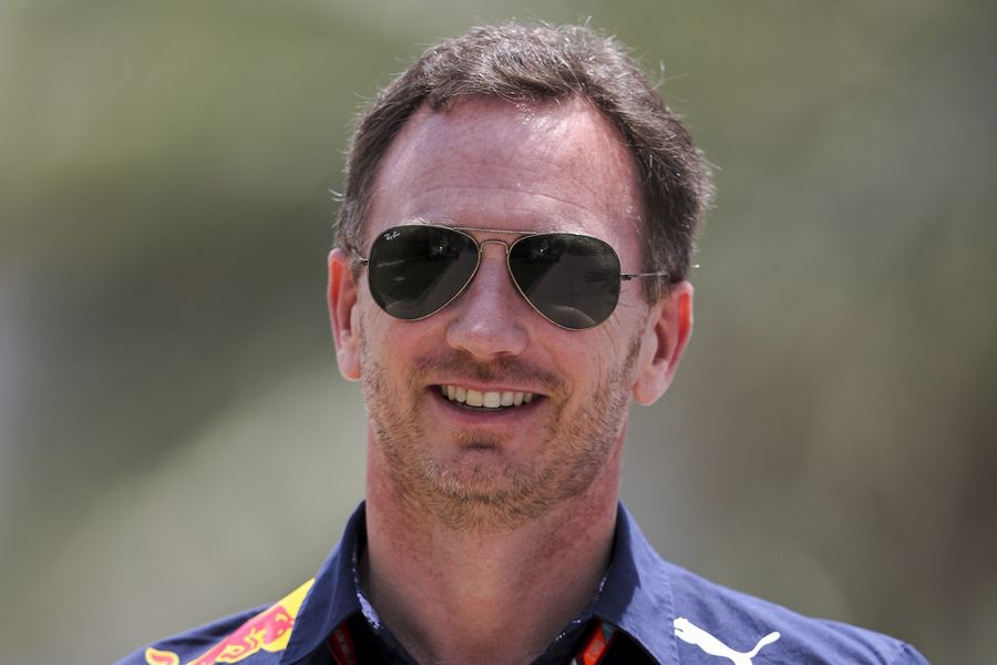 Christian Horner relaxes in the paddock