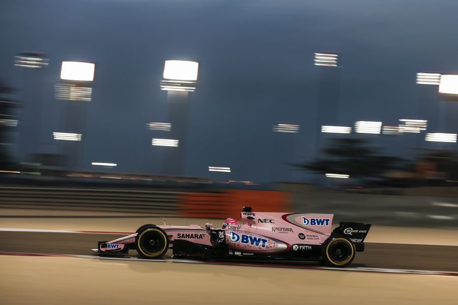 Esteban Oconon track in the Force India