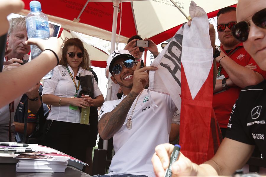 Lewis Hamilton relaxed in the paddock