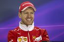 Sebastian Vettel relaxes in the press conference