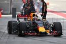 Daniel Ricciardo leaves the pit lane decked out with aero sensors