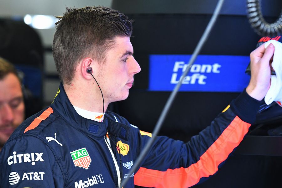 Max Verstappen in the garage