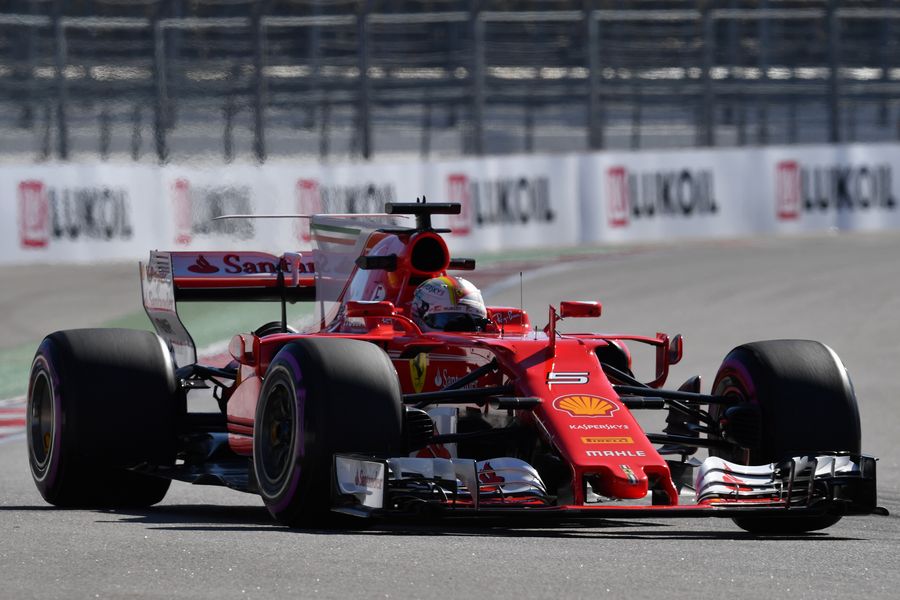  Sebastian Vettel on track in the Ferrari