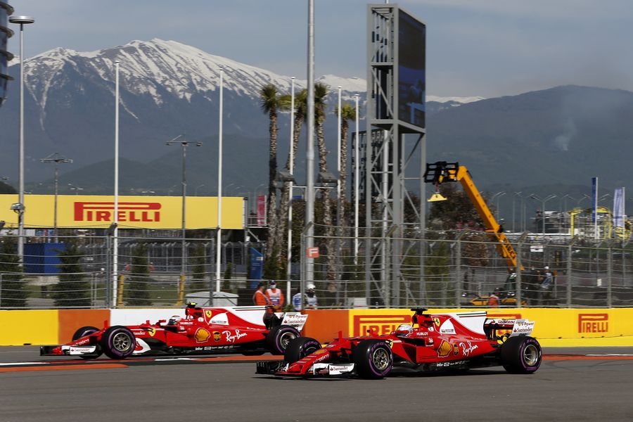 Sebastian Vettel and Kimi Raikkonen on ultra-soft tyres