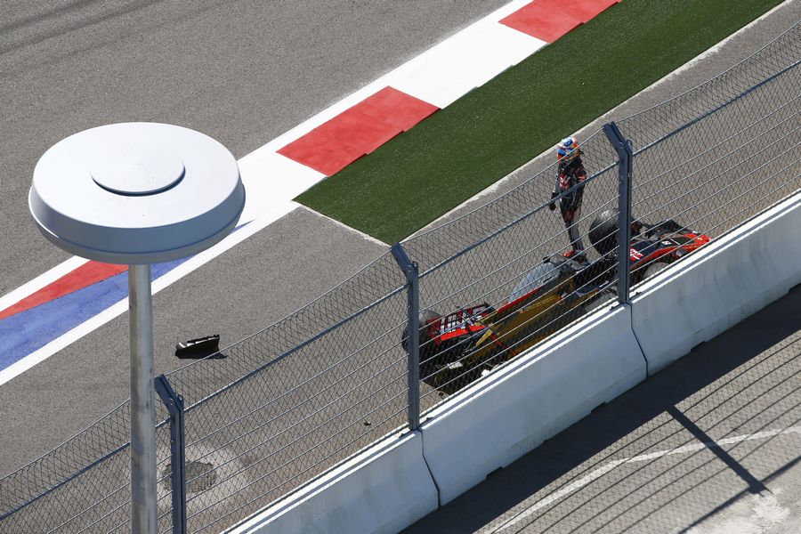 Romain Grosjean crashed into the wall