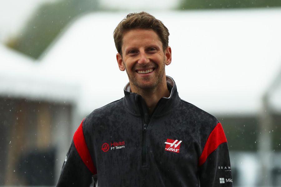 Romain Grosjean looks relaxed in the paddock