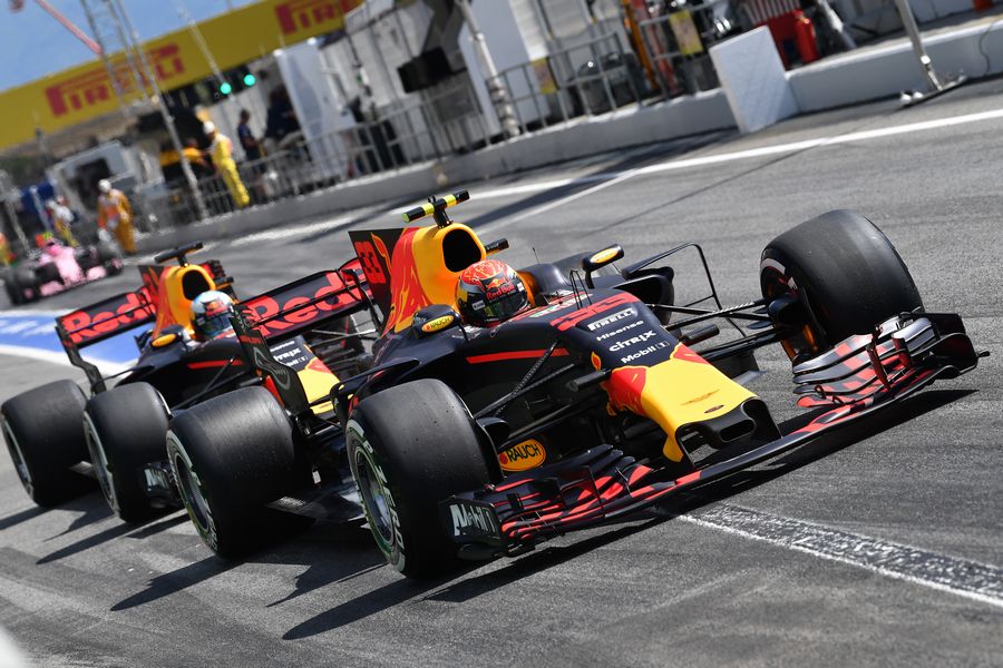 Max Verstappen and Daniel Ricciardo on medium tyres