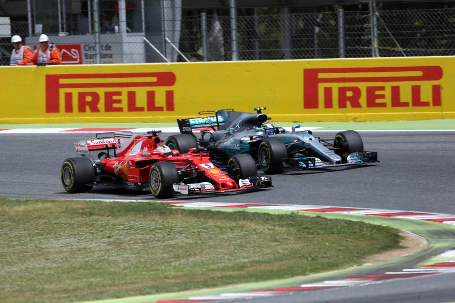 Sebastian Vettel and Valtteri Bottas side by side