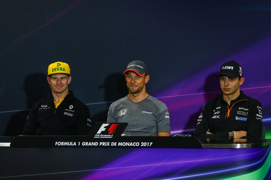 Nico Hulkenberg, Jenson Button and Esteban Ocon in the Press Conference