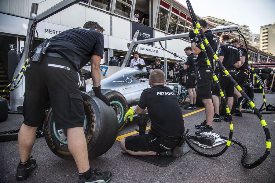 Mercedes make a practice pit stop