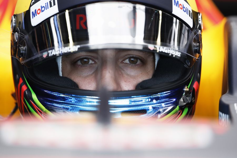 Daniel Ricciardo looks on from the Red Bull cockpit