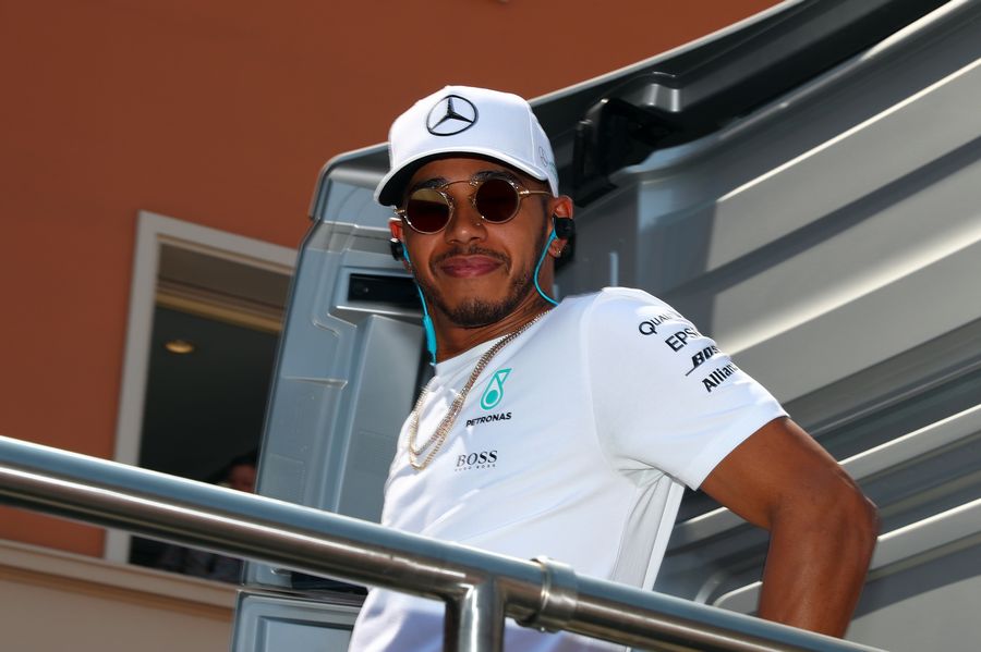 Lewis Hamilton enjoy the drivers parade