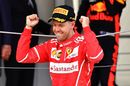 Sebastian Vettel celebrate on the podium