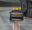 A safety car laps a soaking Circuit Gilles Villeneuve on Thursday