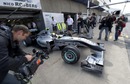 Nico Rosberg exits the pits