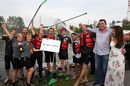 McLaren and Eric Boullier celebrate at the raft race