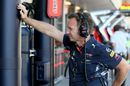 Christian Horner stands on the pit wall