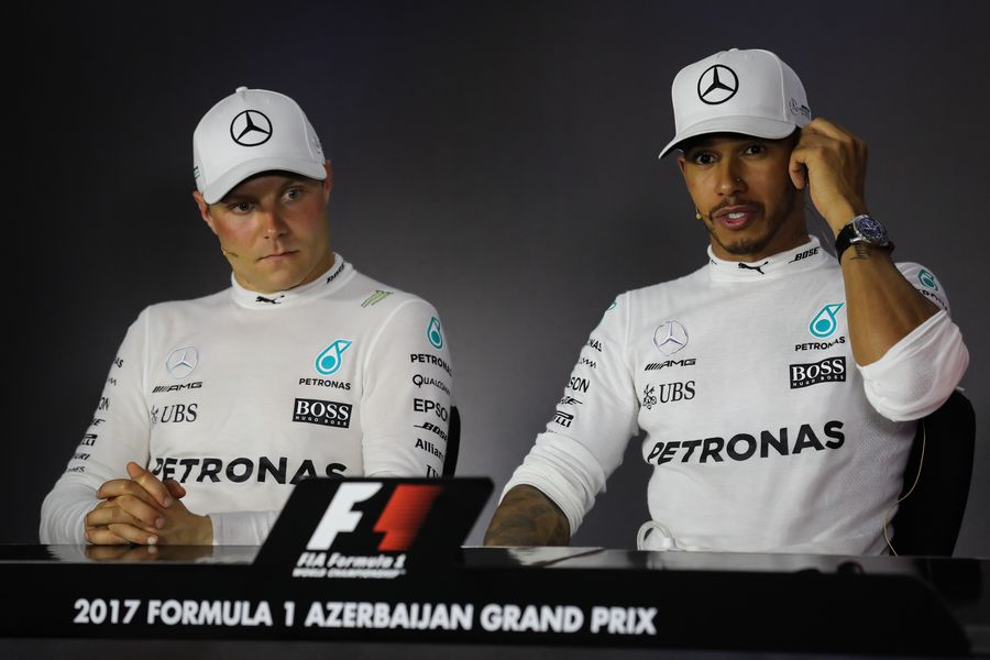Valtteri Bottas and Lewis Hamilton in the Press Conference