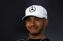 Lewis Hamilton looks relaxed in the Press Conference