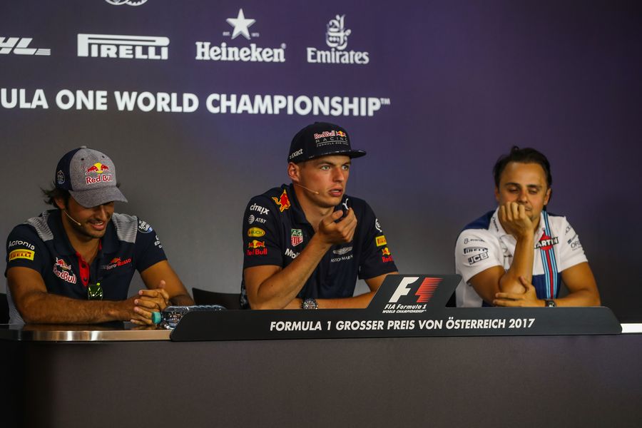 Carlos Sainz, Max Verstappen and Felipe Massa in the Press Conference