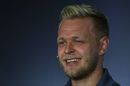 Kevin Magnussen looks relaxed in the Press Conference