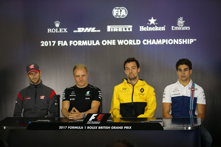 Romain Grosjean, Valtteri Bottas, Jolyon Palmer and Lance Stroll in the Press Conference