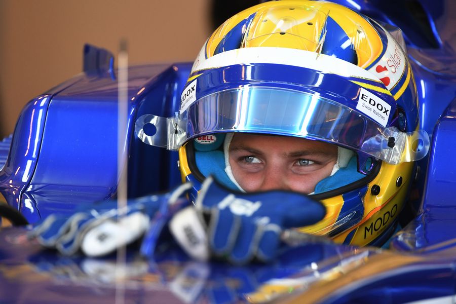 Marcus Ericsson sits in the Sauber cockpit