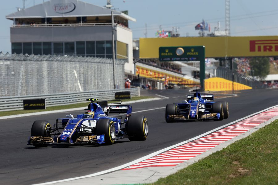 Pascal Wehrlein and Marcus Ericsson on track in the Sauber