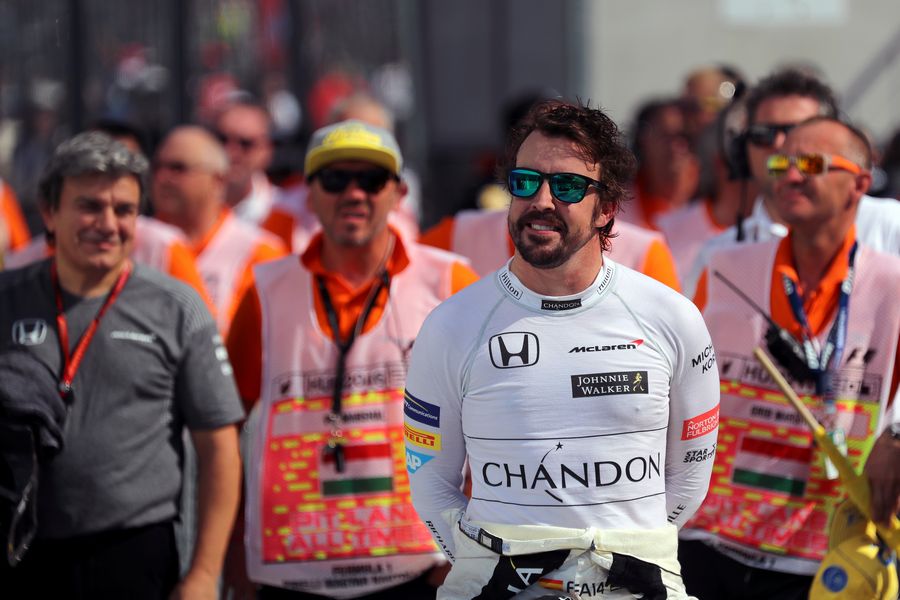 Fernando Alonso on the palc ferme