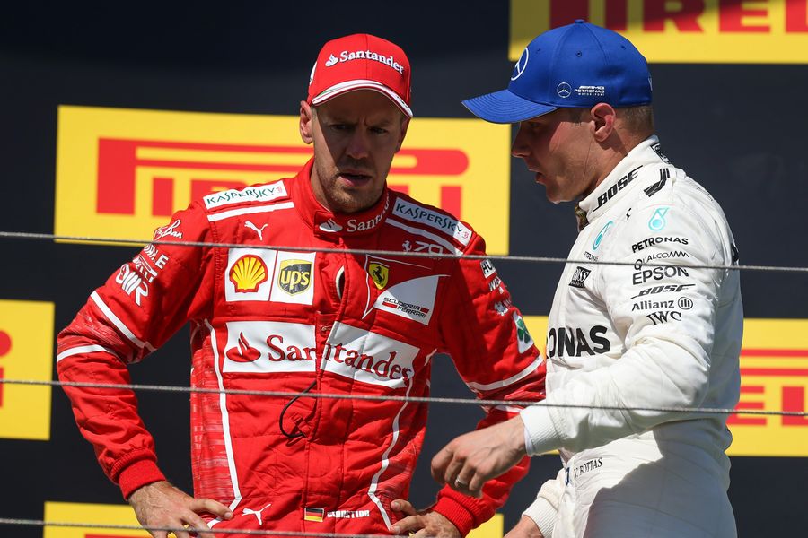 Sebastian Vettel and Valtteri Bottas on the podium