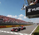 Lewis Hamilton takes the chequered flag to win the Canadian Grand Prix