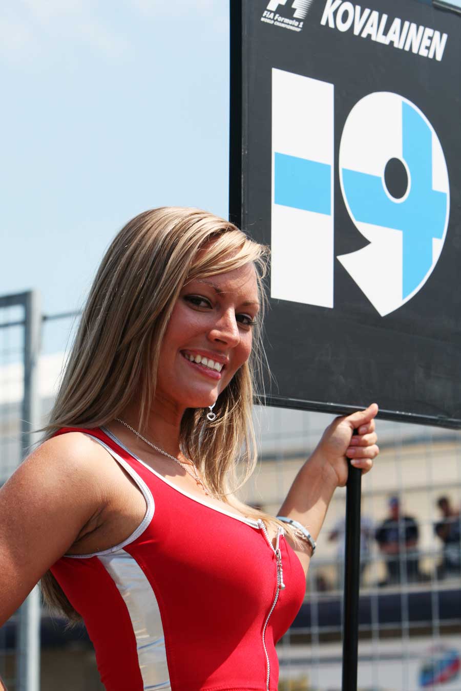 Heikki Kovalainen's grid girl on race day