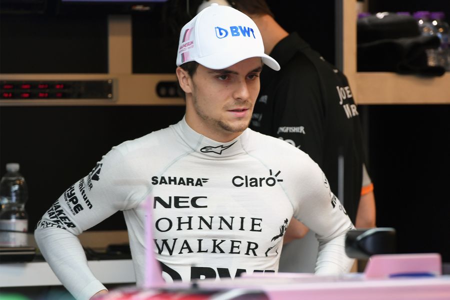Lucas Auer in the Force India garage