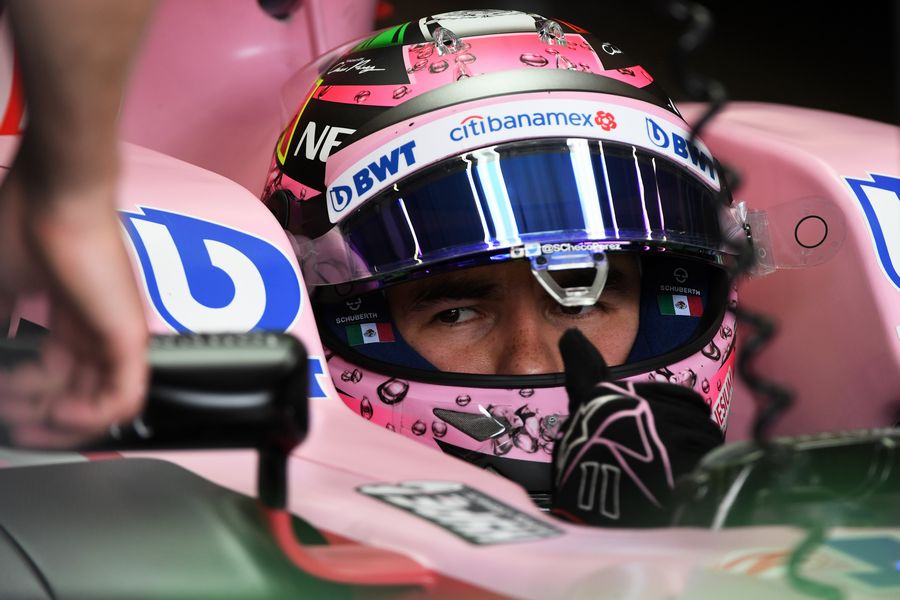 Sergio Perez in the cockpit