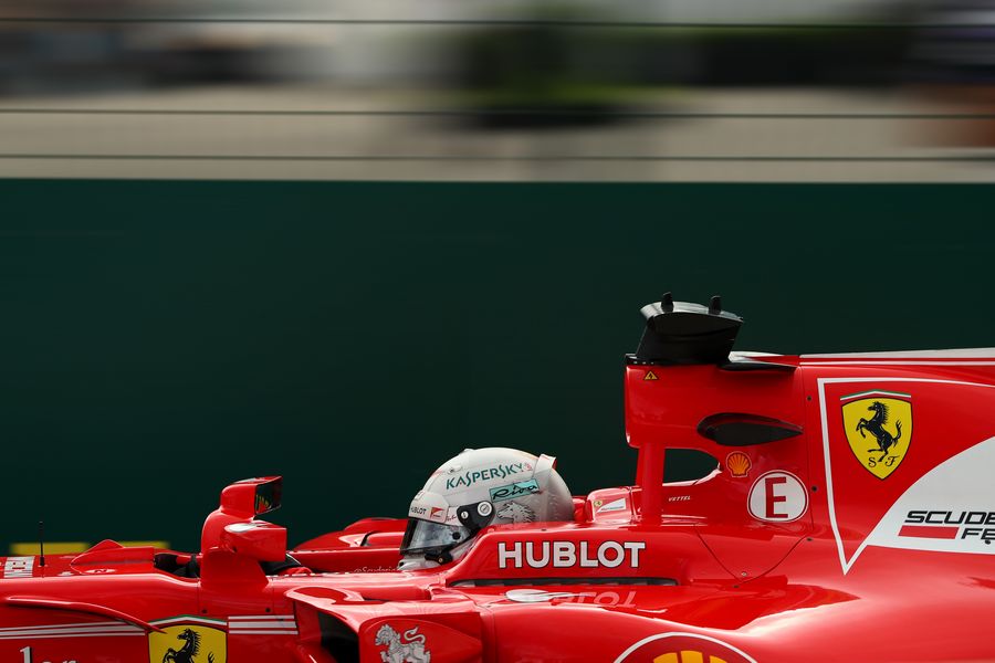 Sebastian Vettel on track in the Ferrari