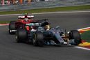 Lewis Hamilton and Sebastian Vettel battle