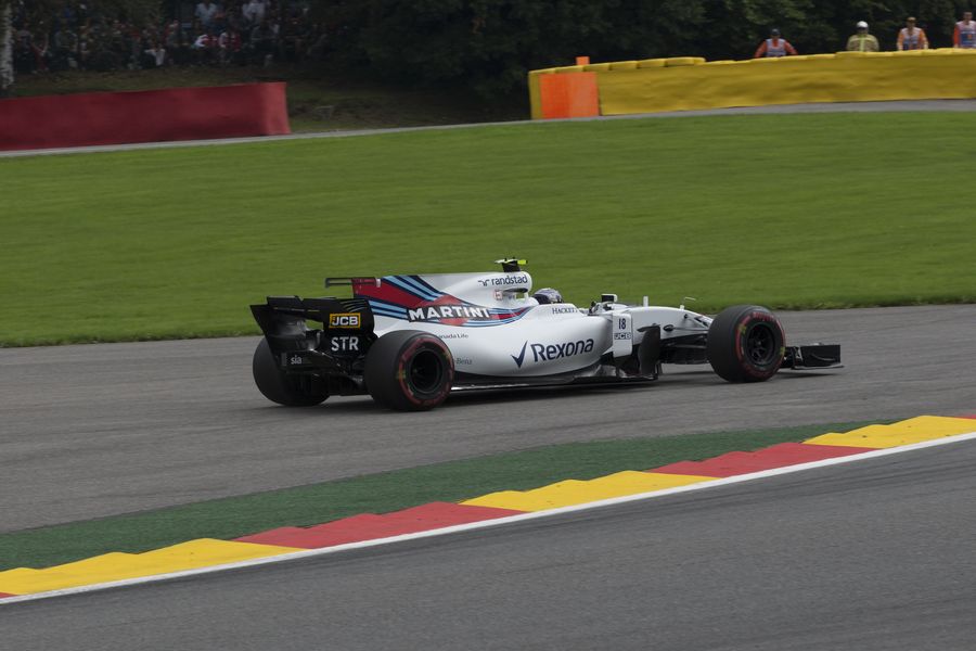 Lance Stroll runs wide in the Williams