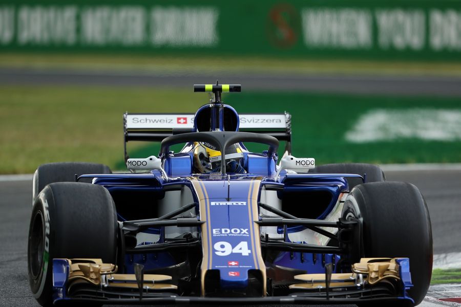 Pascal Wehrlein on track in the Sauber with halo