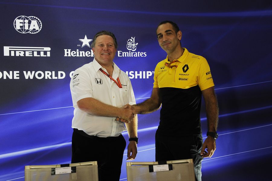 Zak Brown and Cyril Abiteboul in the Press Conference