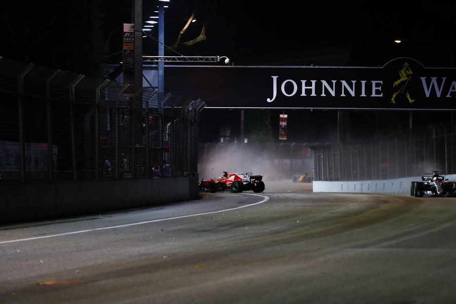 Sebastian Vettel crashes