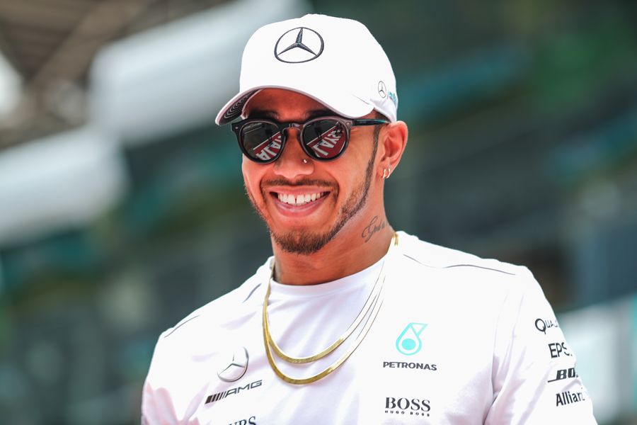 Lewis Hamilton looks relaxed in the track