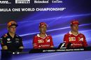Max Verstappen, Sebastian Vettel and Kimi Raikkonen in the Press Conference